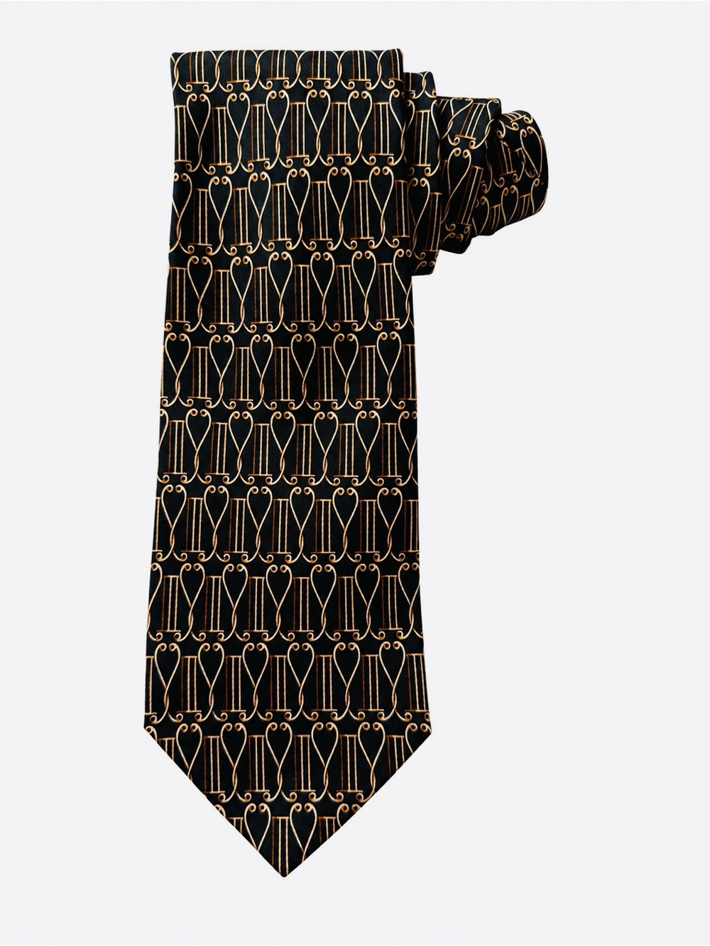 GUCCI Silk Lyre Harp Print Necktie / Vintage